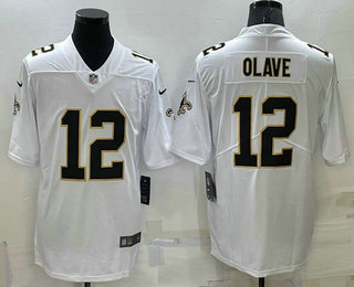 Men's New Orleans Saints #12 Chris Olave White 2022 Vapor Untouchable Stitched NFL Nike Limited Jersey