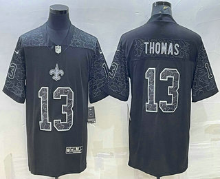 Men's New Orleans Saints #13 Michael Thomas Black Reflective Limited Stitched Football Jersey