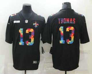 Men's New Orleans Saints #13 Michael Thomas Multi-Color Black 2020 NFL Crucial Catch Vapor Untouchable Nike Limited Jersey