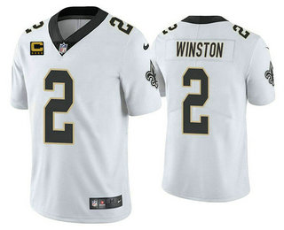 Men's New Orleans Saints #2 Jameis Winston White With 4 star C Patch Vapor Untouchable Cool Base Stitched Jersey