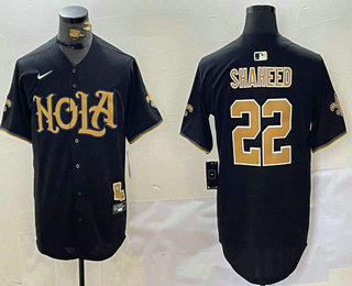 Men's New Orleans Saints #22 Rashid Shaheed Black Cool Base Stitched Baseball Jersey