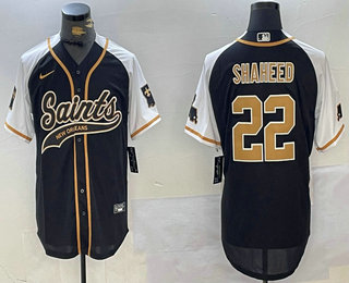 Men's New Orleans Saints #22 Rashid Shaheed Black White 1987 Legacy Cool Base Stitched Baseball Jersey