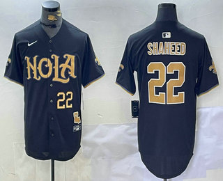 Men's New Orleans Saints #22 Rashid Shaheed Number Black Cool Base Stitched Baseball Jersey