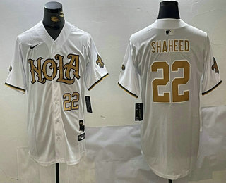 Men's New Orleans Saints #22 Rashid Shaheed Number White Cool Base Stitched Baseball Jersey