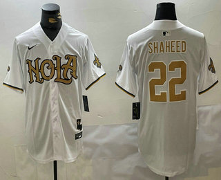 Men's New Orleans Saints #22 Rashid Shaheed White Cool Base Stitched Baseball Jersey