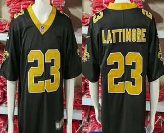 Men's New Orleans Saints #23 Marshon Lattimore Black Vapor Stitched Nike Limited Jersey