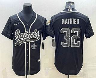 Men's New Orleans Saints #32 Tyrann Mathieu Black Reflective Limited Stitched Football Jersey