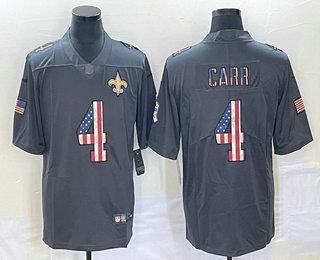 Men's New Orleans Saints #4 Derek Carr 2019 Black Salute To Service USA Flag Fashion Limited Jersey