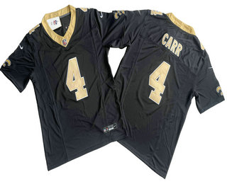 Men's New Orleans Saints #4 Derek Carr Black 2023 FUSE Vapor Untouchable Stitched Jersey