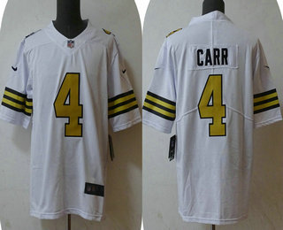 Men's New Orleans Saints #4 Derek Carr White 2022 Color Rush Stitched NFL Nike Limited Jersey