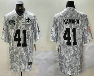 Men's New Orleans Saints #41 Alvin Kamara Arctic Camo 2024 FUSE Salute to Service Limited Stitched Jersey