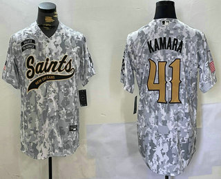 Men's New Orleans Saints #41 Alvin Kamara Arctic Camo 2024 Salute to Service Stitched Baseball Jersey