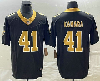 Men's New Orleans Saints #41 Alvin Kamara Black 2023 FUSE Vapor Untouchable Stitched Jersey