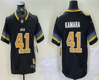 Men's New Orleans Saints #41 Alvin Kamara Black 2024 FUSE Vapor Limited Stitched Jersey