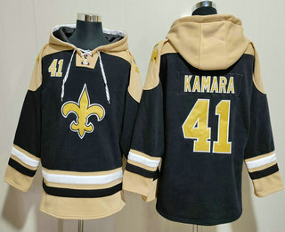 Men's New Orleans Saints #41 Alvin Kamara Black Ageless Must Have Lace Up Pullover Hoodie