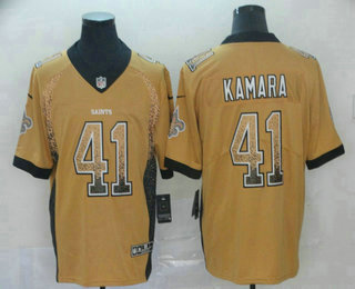 Men's New Orleans Saints #41 Alvin Kamara Gold 2018 Fashion Drift Color Rush Stitched NFL Nike Limited Jersey