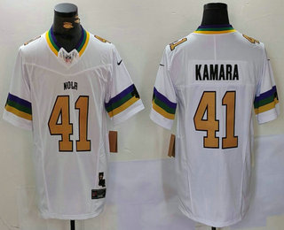 Men's New Orleans Saints #41 Alvin Kamara White 2024 FUSE Vapor Limited Stitched Jersey