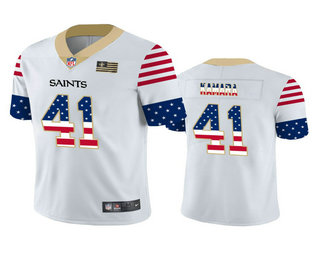 Men's New Orleans Saints #41 Alvin Kamara White Independence Day Stars & Stripes Jersey