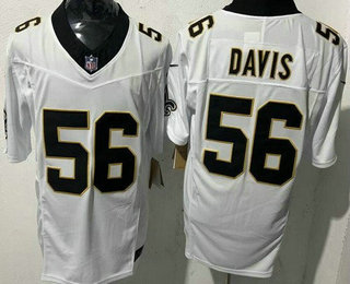 Men's New Orleans Saints #56 DeMario Davis Limited White FUSE Vapor Jersey