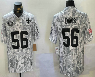 Men's New Orleans Saints #56 Demario Davis Arctic Camo 2024 FUSE Salute to Service Limited Stitched Jersey