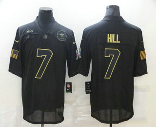 Men's New Orleans Saints #7 Taysom Hill Black 2020 Salute To Service Stitched NFL Nike Limited Jersey