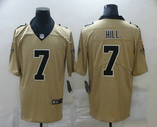 Men's New Orleans Saints #7 Taysom Hill Gold 2019 Inverted Legend Stitched NFL Nike Limited Jersey