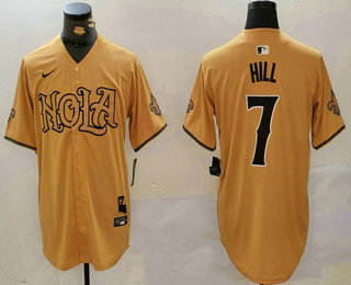 Men's New Orleans Saints #7 Taysom Hill Yellow Nola Baseball Jersey