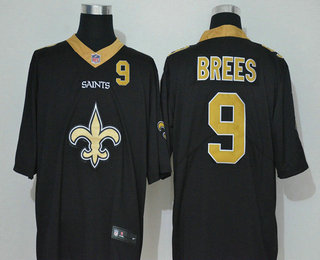 Men's New Orleans Saints #9 Drew Brees Black 2020 Big Logo Number Vapor Untouchable Stitched NFL Nike Fashion Limited Jersey