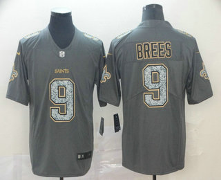 Men's New Orleans Saints #9 Drew Brees Gray Camo 2019 Vapor Untouchable Stitched NFL Nike Limited Jersey