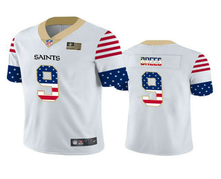 Men's New Orleans Saints #9 Drew Brees White Independence Day Stars & Stripes Jersey