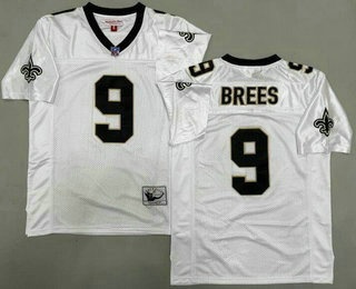 Men's New Orleans Saints #9 Drew Brees White Throwback Jersey