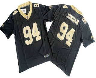 Men's New Orleans Saints #94 Cameron Jordan Black 2023 FUSE Vapor Untouchable Stitched Jersey