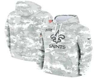 Men's New Orleans Saints 2024 Camo Salute to Service Club Fleece Pullover Hoodie