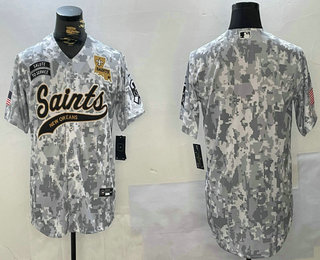 Men's New Orleans Saints Blank Arctic Camo 2024 Salute to Service Stitched Baseball Jersey