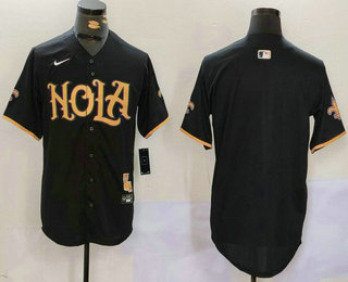 Men's New Orleans Saints Blank Black Cool Base Stitched Baseball Jersey