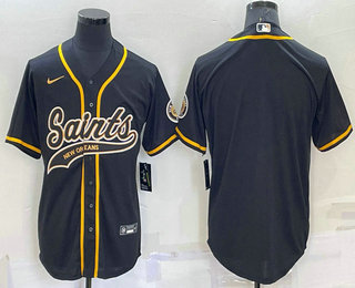 Men's New Orleans Saints Blank Black Stitched Cool Base Nike Baseball Jersey