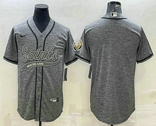 Men's New Orleans Saints Blank Grey With Patch Cool Base Stitched Baseball Jersey