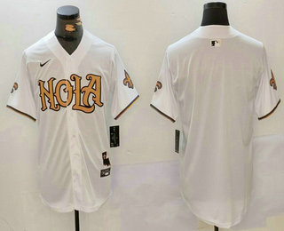 Men's New Orleans Saints Blank White Nola Baseball Jersey