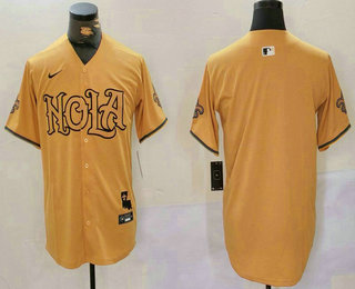 Men's New Orleans Saints Blank Yellow Nola Baseball Jersey