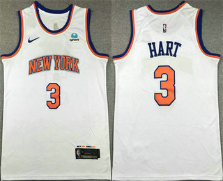Men's New Yok Knicks #3 Josh Hart White Icon Sponsor Swingman Jersey