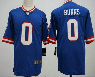 Men's New York Giants #0 Brian Burns Limited Blue Classic Vapor Jersey