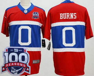 Men's New York Giants #0 Brian Burns Limited Red Alternate 100 Seasons Vapor Jersey