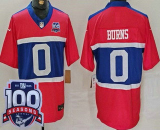 Men's New York Giants #0 Brian Burns Limited Red Alternate FUSE 100 Seasons Vapor Jersey