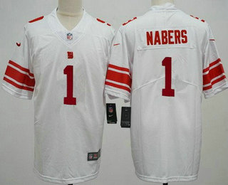 Men's New York Giants #1 Malik Nabers Limited White Vapor Jersey