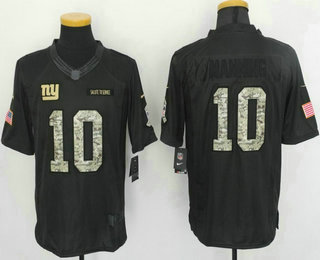 Men's New York Giants #10 Eli Manning Black Anthracite 2016 Salute to Service Stitched NFL Nike Limited Jersey