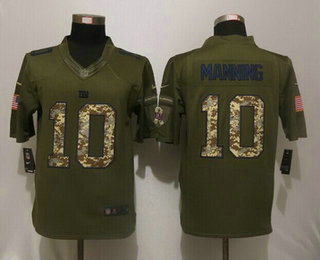 Men's New York Giants #10 Eli Manning Green Salute to Service 2015 NFL Nike Limited Jersey