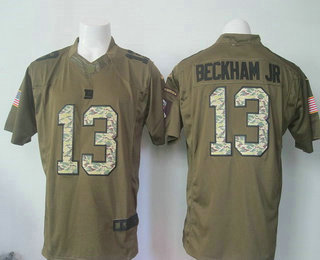 Men's New York Giants #13 Odell Beckham Jr Green Salute to Service 2015 NFL Nike Limited Jersey