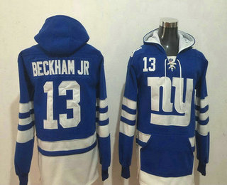 Men's New York Giants #13 Odell Beckham Jr NEW Royal Blue Pocket Stitched NFL Pullover Hoodie