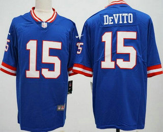 Men's New York Giants #15 Tommy DeVito Limited Blue Classic Vapor Jersey