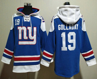 Men's New York Giants #19 Kenny Golladay Blue Ageless Must Have Lace Up Pullover Hoodie